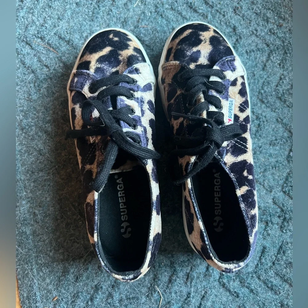 Superga leopard print textured platform sneakers 36